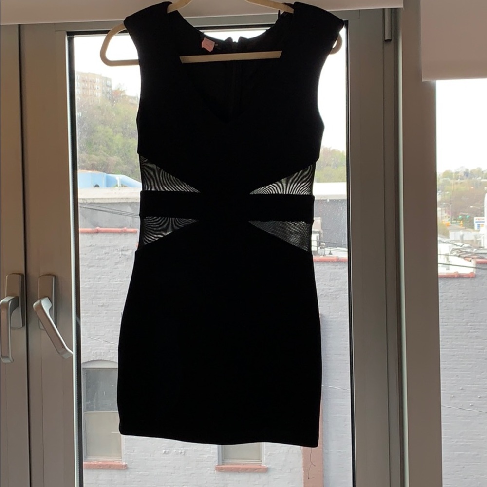 Black Bebe dress with illusion detail